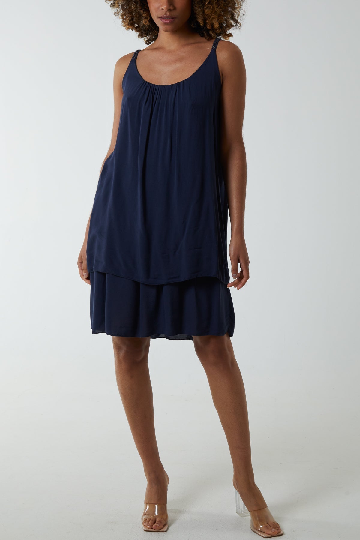 Double Layer Cami Strap Dress For Women  - Dropwear