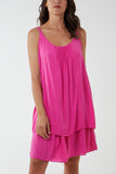 White Double Layer Cami Strap Dress For Women ONE SIZE - Dropwear