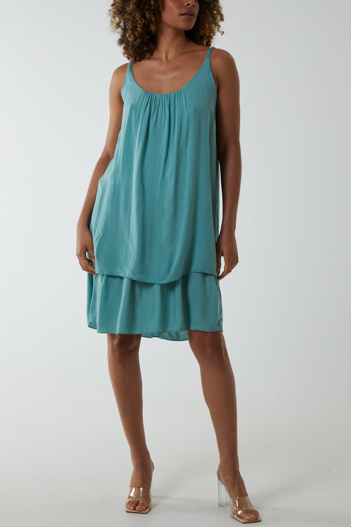 Double Layer Cami Strap Dress For Women  - Dropwear