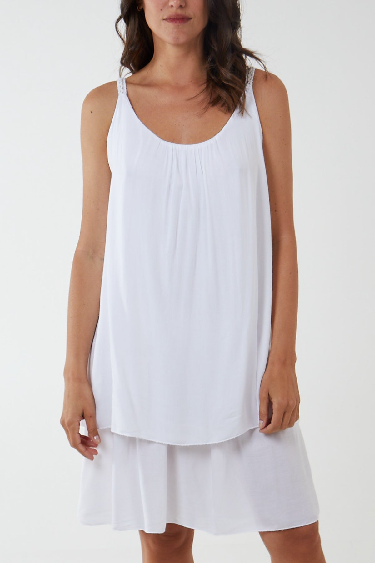 Red Double Layer Cami Strap Dress For Women ONE SIZE - Dropwear