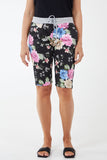 Black Drawstring Waist Floral Shorts For Women 8 - Dropwear