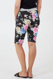 Black Drawstring Waist Floral Shorts For Women 12 - Dropwear