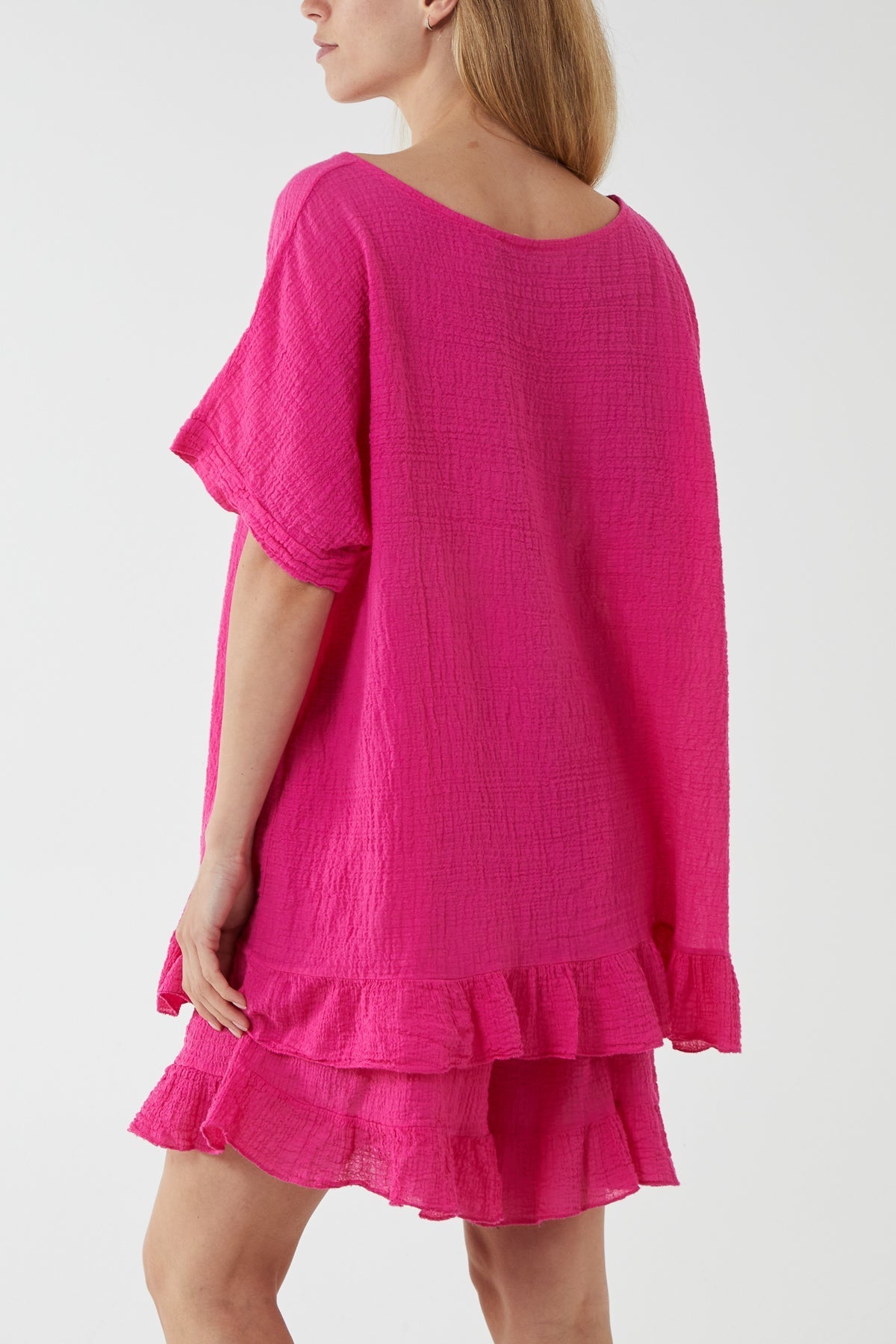 Cotton Blend Frill Hem Top & Short Set For Women  - Dropwear