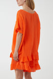 Cotton Blend Frill Hem Top & Short Set For Women  - Dropwear