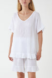 Royal Blue Cotton Blend Frill Hem Top & Short Set For Women ONE SIZE - Dropwear