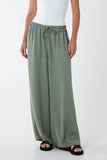 XL Drawstring Viscose Crepe Wide Leg Trousers For Women  - Dropwear