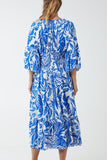 Blush Monochromatic Floral Shirred Bodice Midi Dress For Women ONE SIZE - Dropwear
