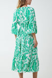 Royal Blue Monochromatic Floral Shirred Bodice Midi Dress For Women ONE SIZE - Dropwear