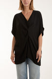 Twist Front Oversized Cocoon Blouse For Women  - Dropwear
