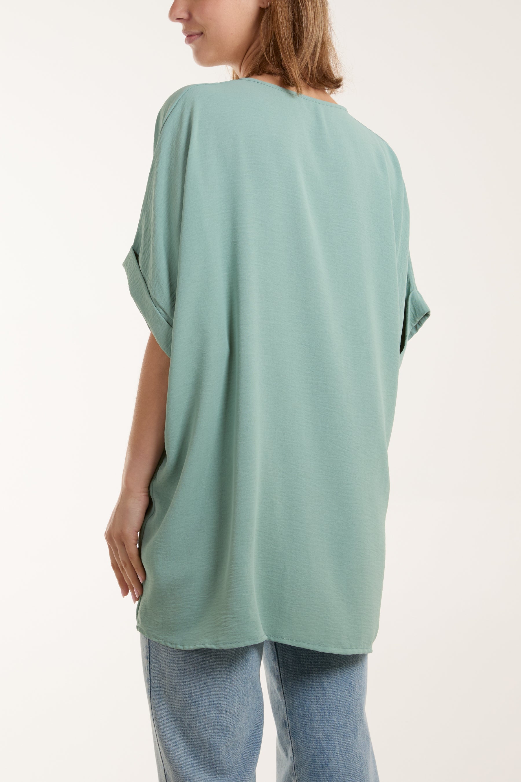 Navy Twist Front Oversized Cocoon Blouse For Women ONE SIZE - Dropwear