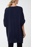Twist Front Oversized Cocoon Blouse For Women  - Dropwear