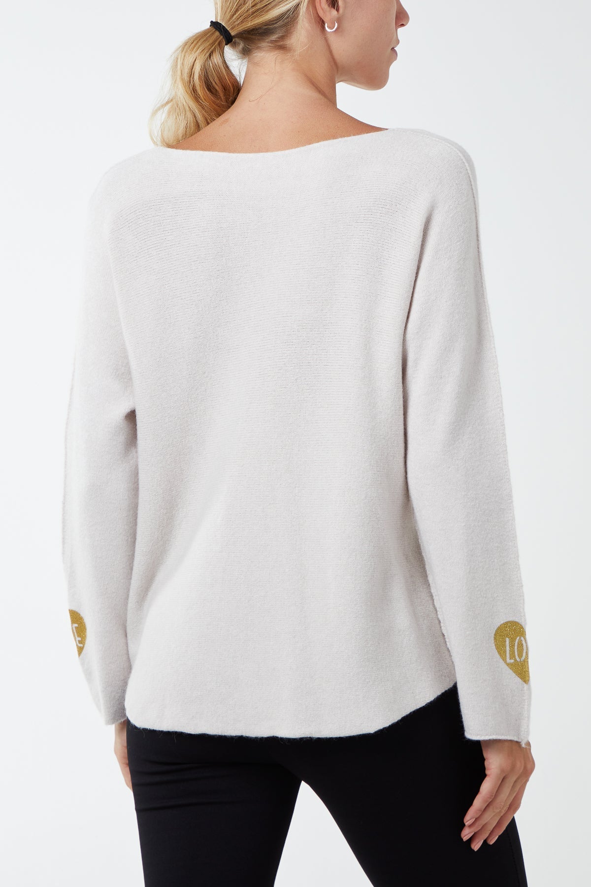 V-Neck Raw Edge 'Love' Sleeve Jumper For Women  - Dropwear