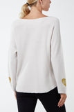 V-Neck Raw Edge 'Love' Sleeve Jumper For Women  - Dropwear