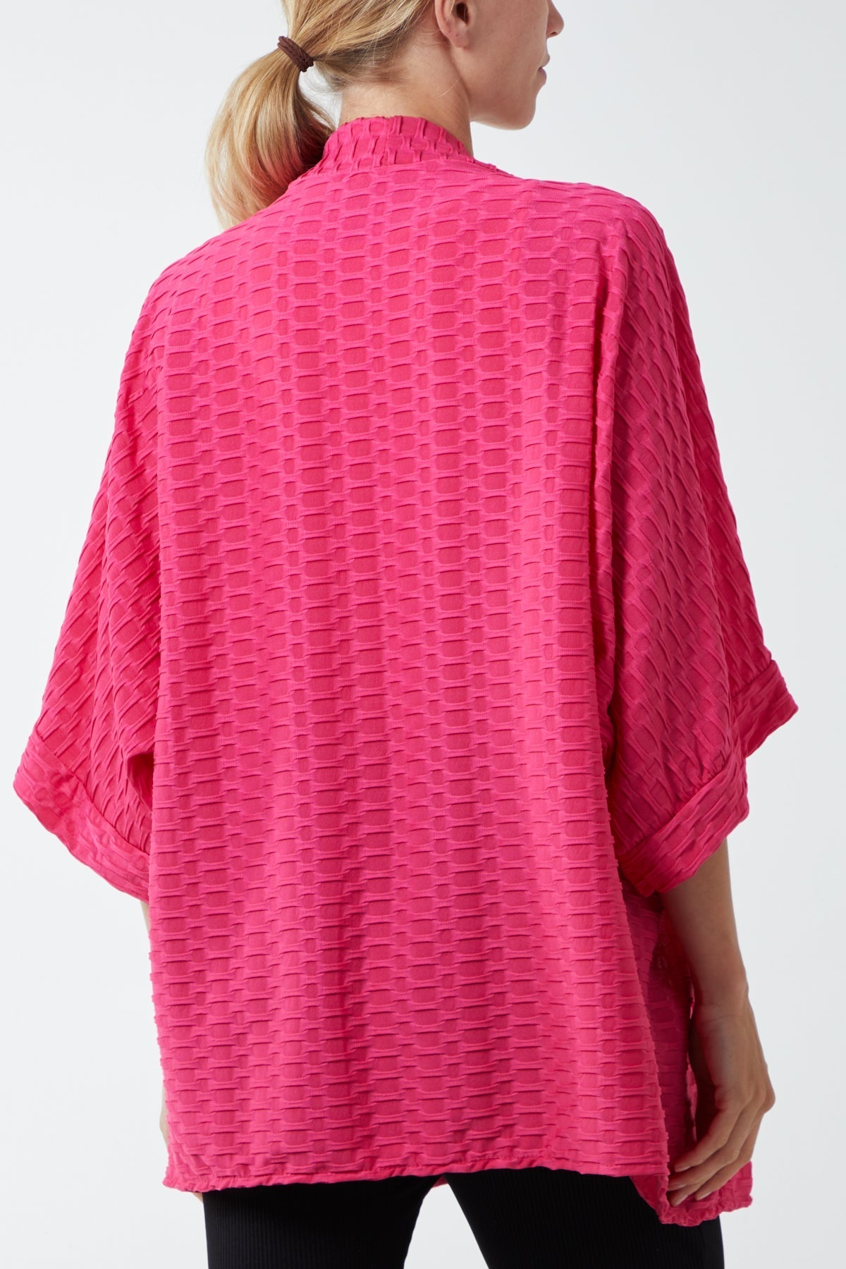 Waffle Texture Jersey Kimono Jacket For Women  - Dropwear