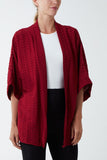 Wine Waffle Texture Jersey Kimono Jacket For Women ONE SIZE - Dropwear