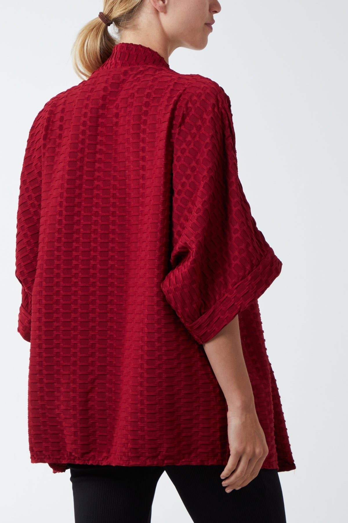 Khaki Waffle Texture Jersey Kimono Jacket For Women ONE SIZE - Dropwear