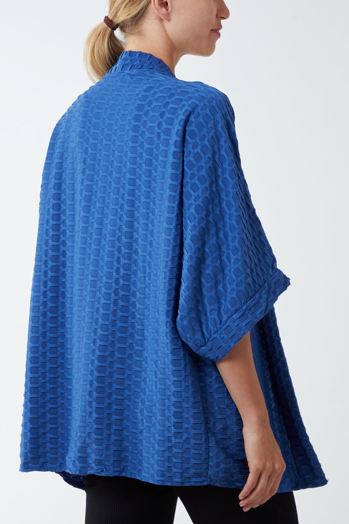 Waffle Texture Jersey Kimono Jacket For Women  - Dropwear