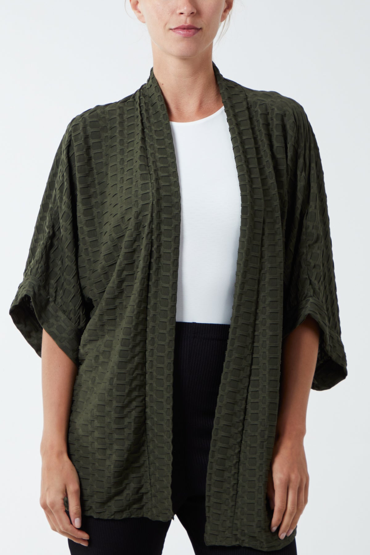 Hot Pink Waffle Texture Jersey Kimono Jacket For Women ONE SIZE - Dropwear