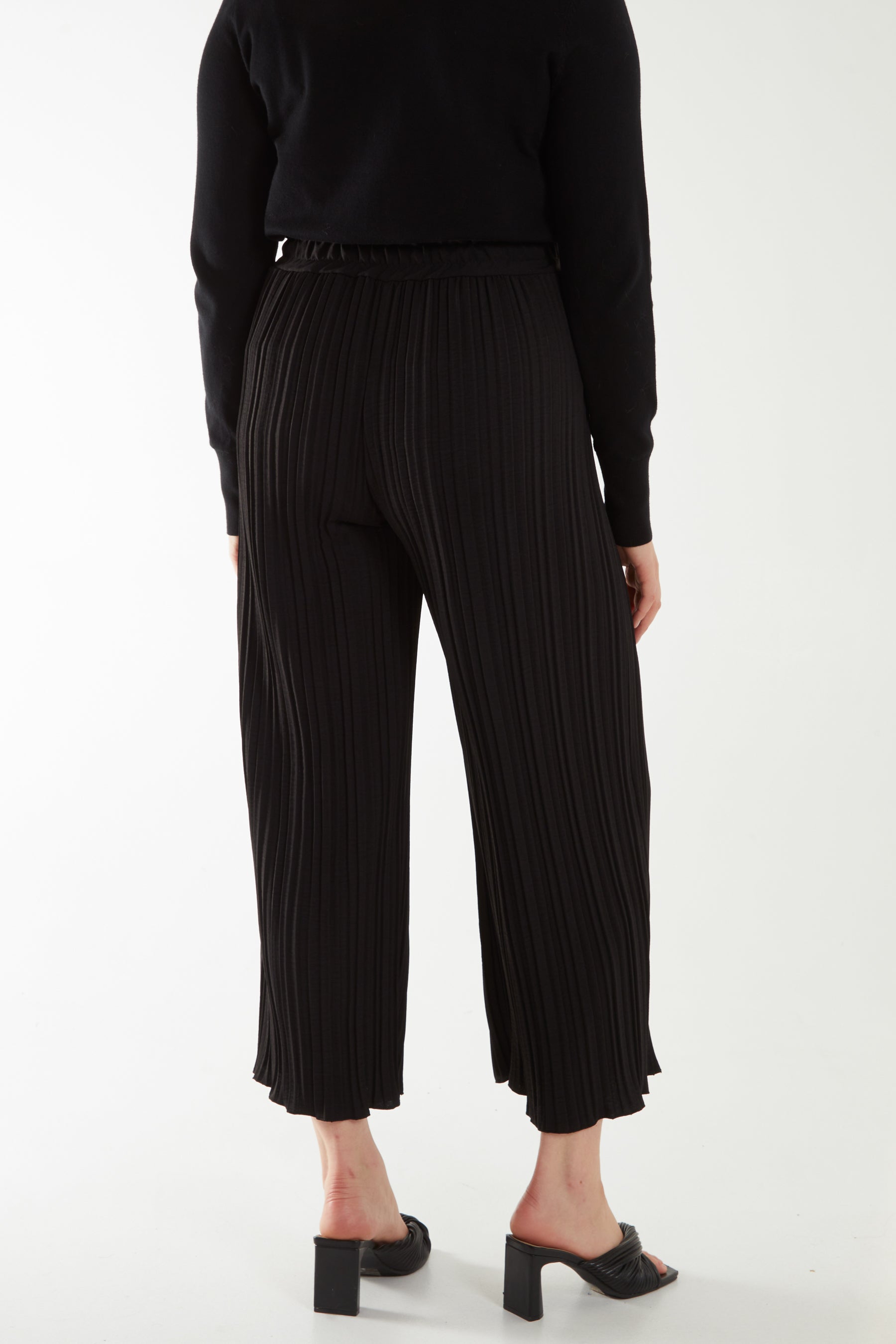 Wide Leg Plisse Drawstring Trousers For Women  - Dropwear