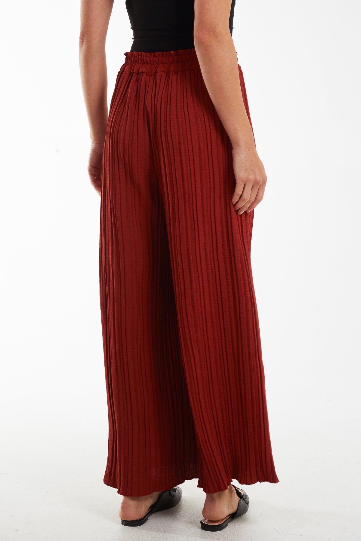Jade Wide Leg Plisse Drawstring Trousers For Women ONE SIZE - Dropwear