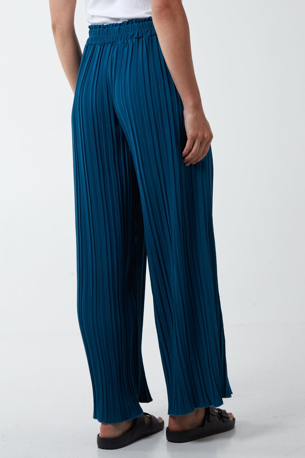 Wide Leg Plisse Drawstring Trousers For Women  - Dropwear