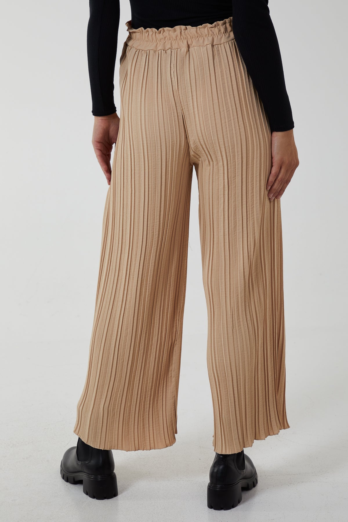 Wide Leg Plisse Drawstring Trousers For Women  - Dropwear