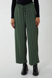 Rust Wide Leg Plisse Drawstring Trousers For Women ONE SIZE - Dropwear
