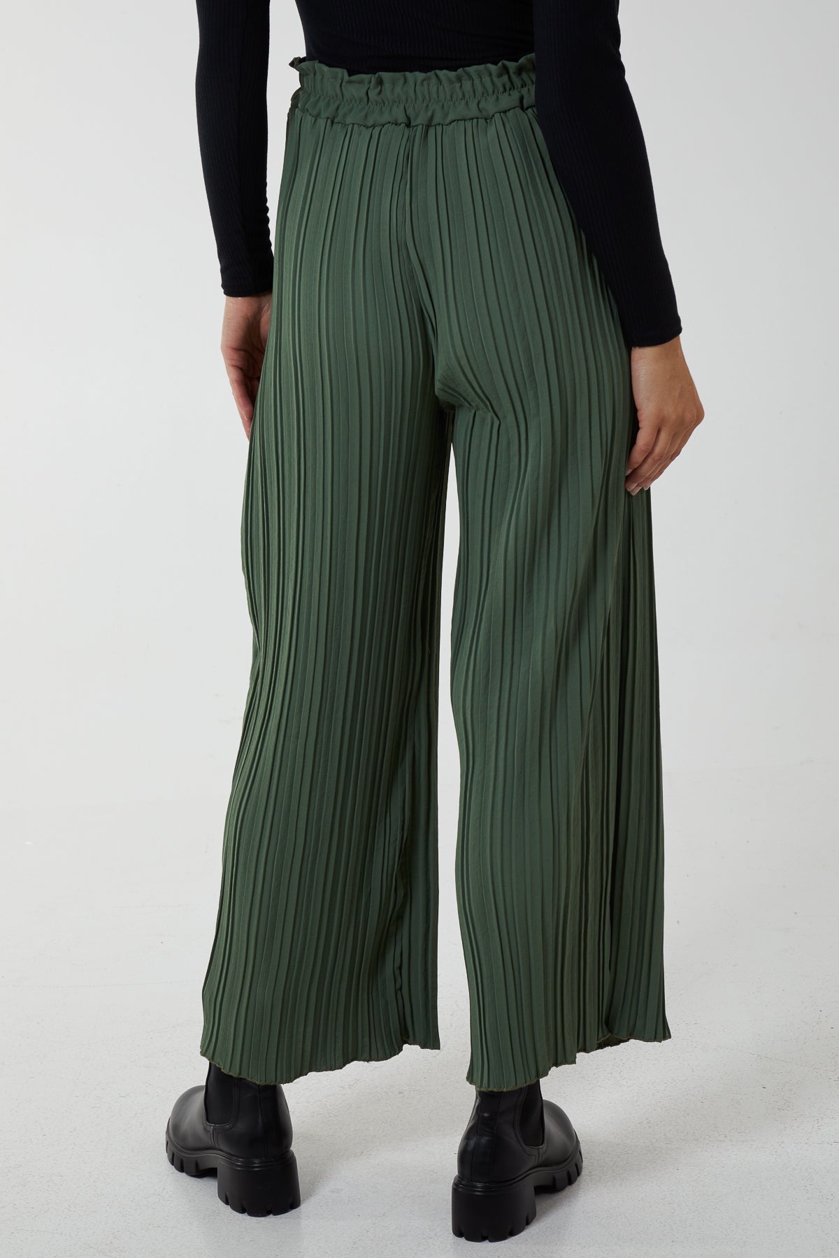 Wide Leg Plisse Drawstring Trousers For Women  - Dropwear