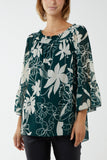 Floral Bardot Long Sleeve Blouse For Women  - Dropwear