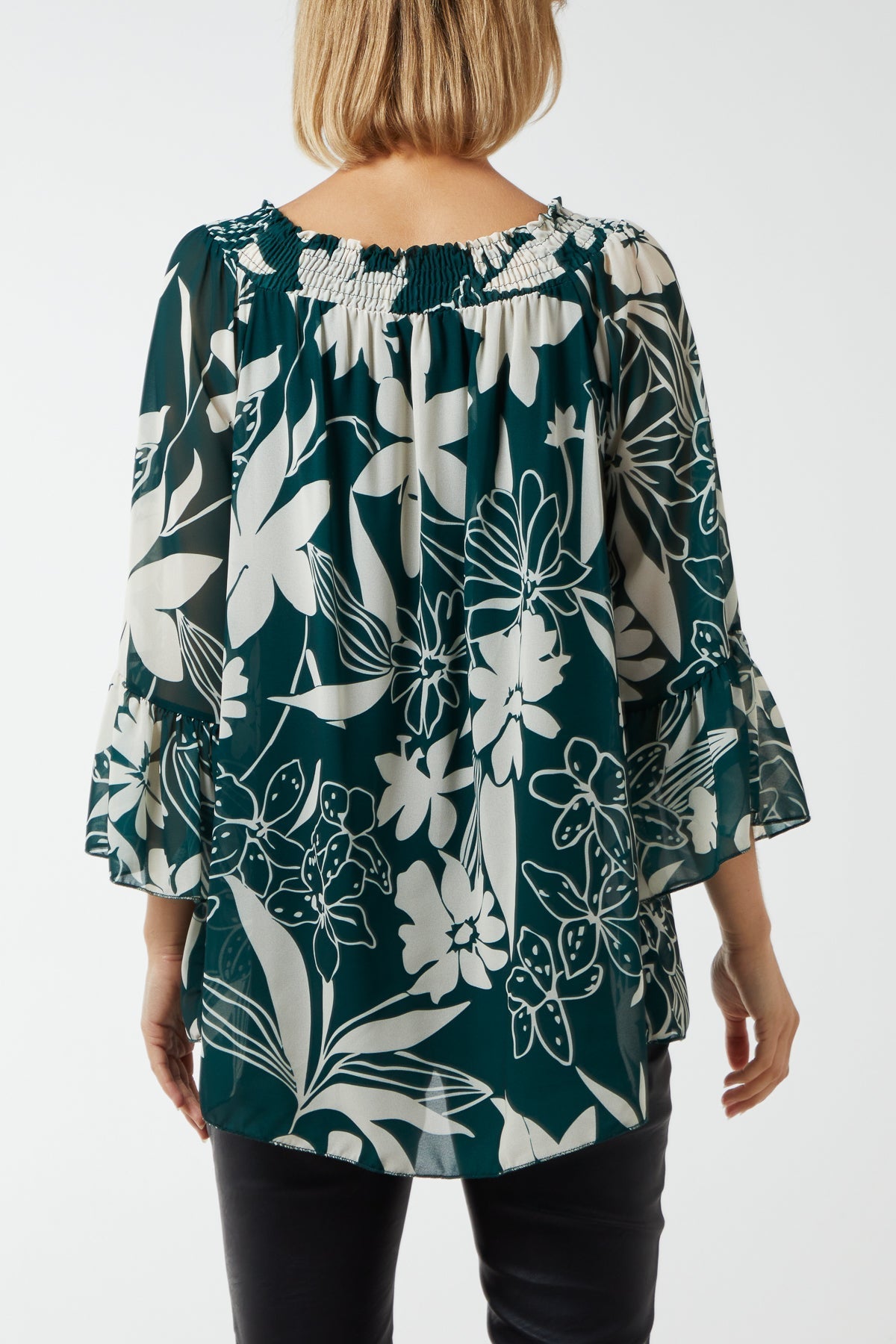 Floral Bardot Long Sleeve Blouse For Women  - Dropwear