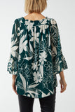 Floral Bardot Long Sleeve Blouse For Women  - Dropwear