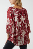 Floral Bardot Long Sleeve Blouse For Women  - Dropwear