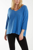 V-Neck Oversized Fine Knit Jumper For Women  - Dropwear