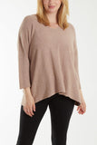 Fuchsia V-Neck Oversized Fine Knit Jumper For Women ONE SIZE - Dropwear
