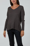 Black Wool Blend V-Neck Ribbed Fitted Jumper For Women ONE SIZE - Dropwear