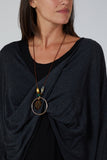 Twist Front 2 in 1 Necklace Long Sleeve Top For Women  - Dropwear