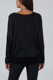 Twist Front 2 in 1 Necklace Long Sleeve Top For Women  - Dropwear