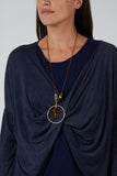 Charcoal Twist Front 2 in 1 Necklace Long Sleeve Top For Women ONE SIZE - Dropwear
