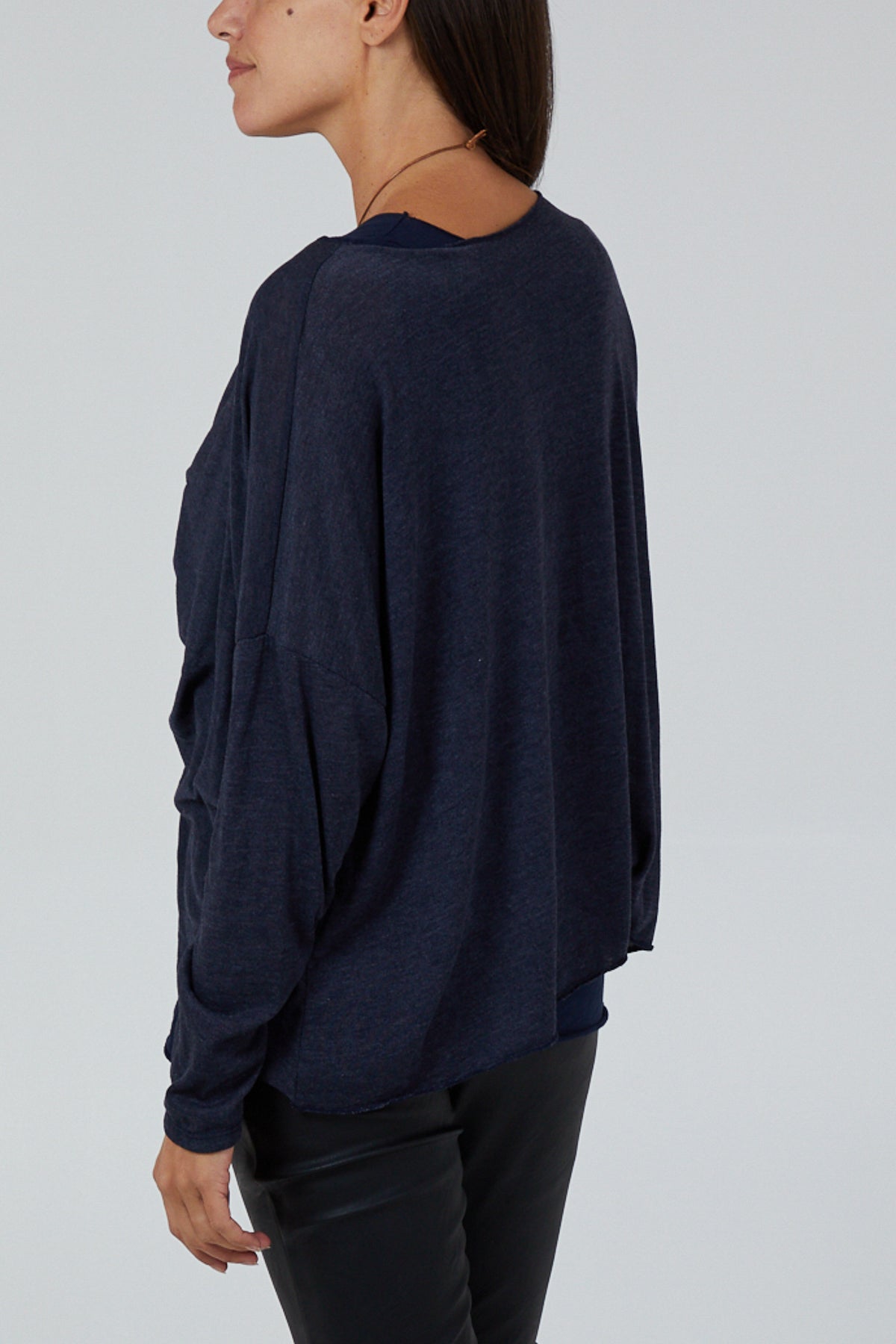 Twist Front 2 in 1 Necklace Long Sleeve Top For Women  - Dropwear