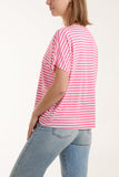 V-Neck Stripe T-Shirt For Women  - Dropwear