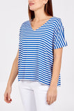 V-Neck Stripe T-Shirt For Women  - Dropwear