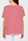 Orange V-Neck Stripe T-Shirt For Women ONE SIZE - Dropwear