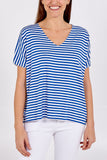 V-Neck Stripe T-Shirt For Women  - Dropwear
