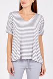 V-Neck Stripe T-Shirt For Women  - Dropwear