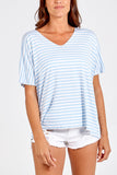 V-Neck Stripe T-Shirt For Women  - Dropwear