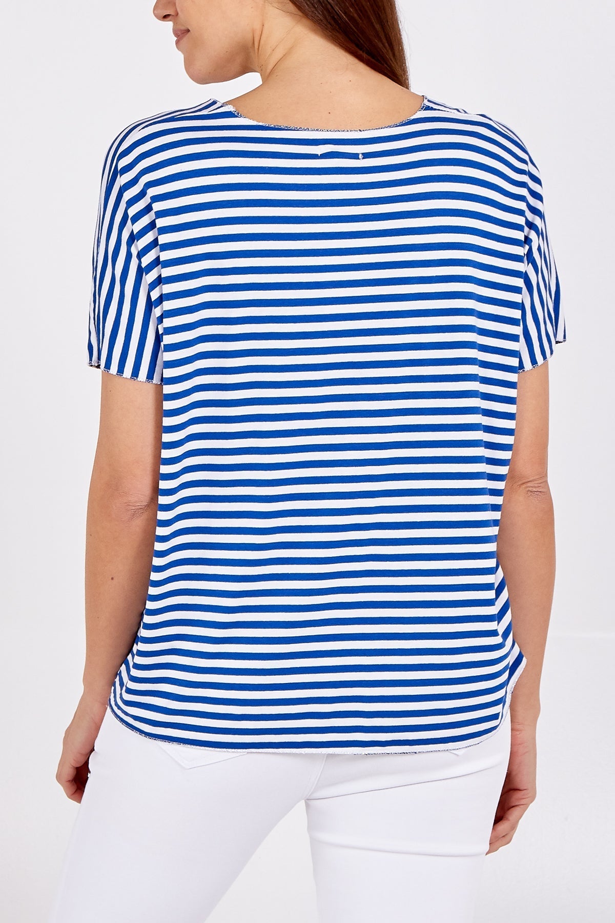 V-Neck Stripe T-Shirt For Women  - Dropwear