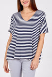 V-Neck Stripe T-Shirt For Women  - Dropwear