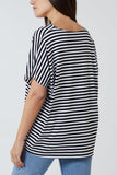 V-Neck Stripe T-Shirt For Women  - Dropwear