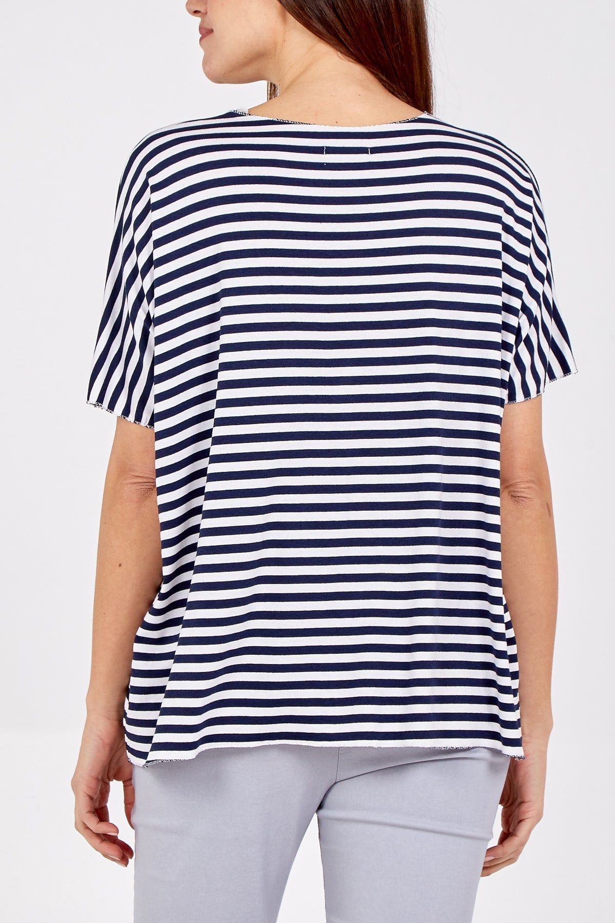 V-Neck Stripe T-Shirt For Women  - Dropwear