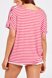 V-Neck Stripe T-Shirt For Women  - Dropwear